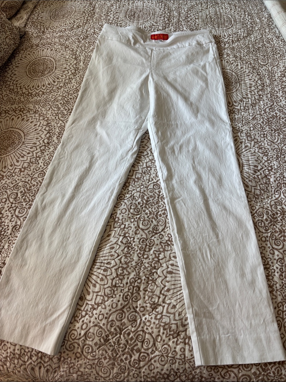 Women's White Cropped Straight-Leg Pants